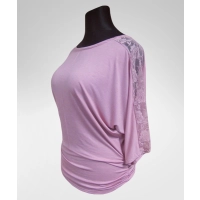 Tunika Bonita z koronką na rękawach 3/4 - pudrowy róż